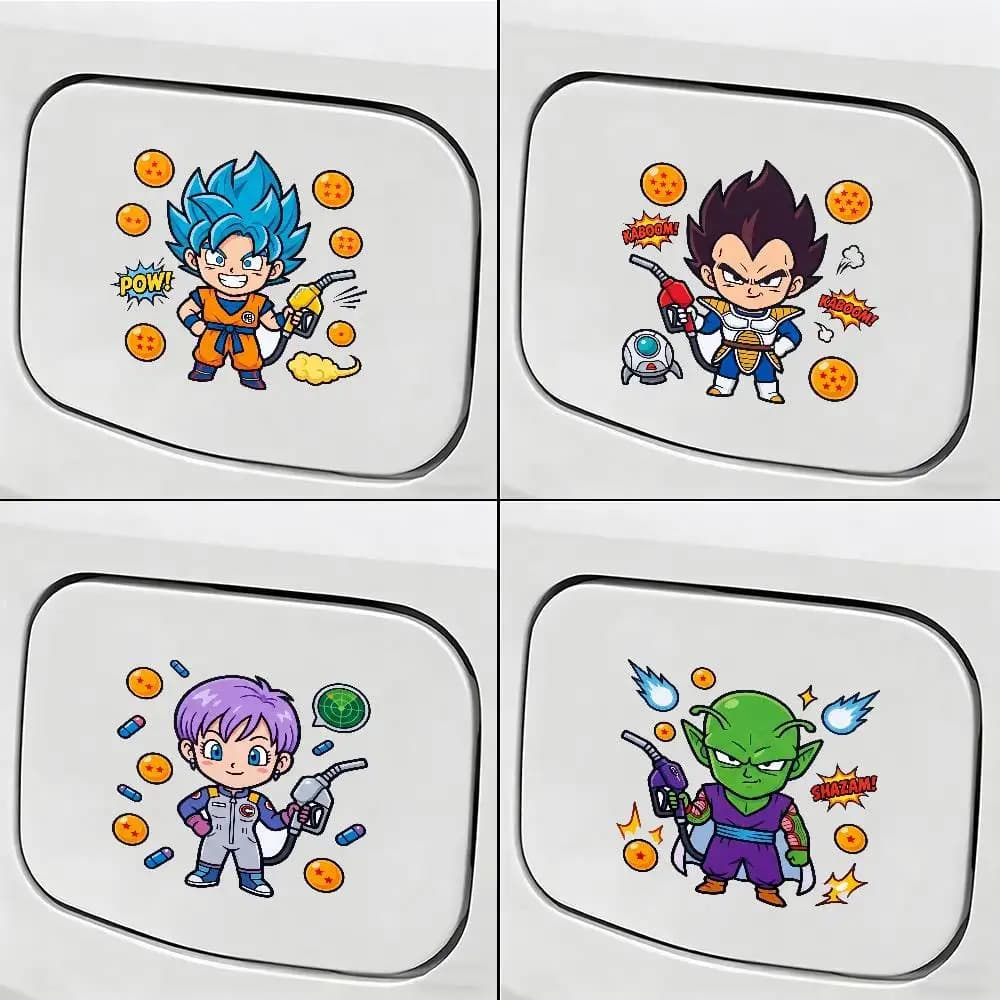 Adesivo di Avvertimento per Tappo Serbatoio Carburante Auto Dragon Ball Goku, Decalcomania Impermeabile in Vinile per Tappo Carburante