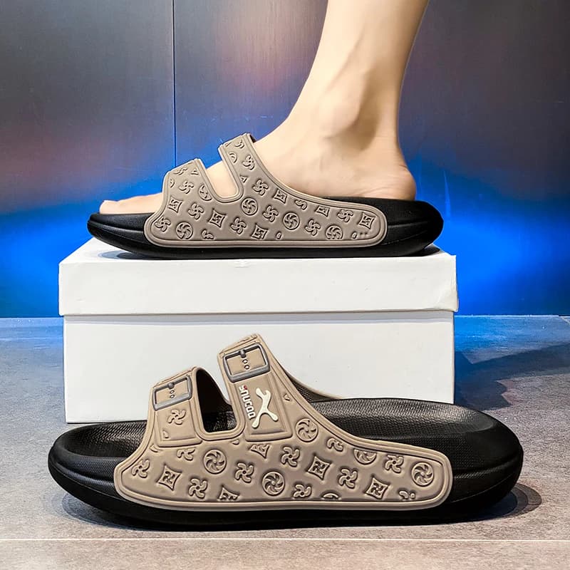 Ciabatte da uomo alla moda estive antiscivolo per esterni, taglie grandi, casual da casa, con fondo spesso, slip-on, comode con tacco piatto