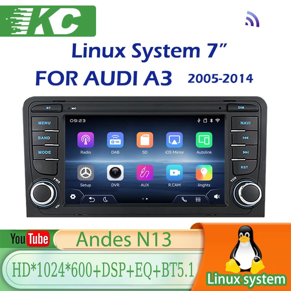 Per Audi A3 (2003-2010) 2026 Nuovo Sistema Linux Wireless CarPlay Auto Bluetooth Musica Video Lettori Multimediali Telecamere