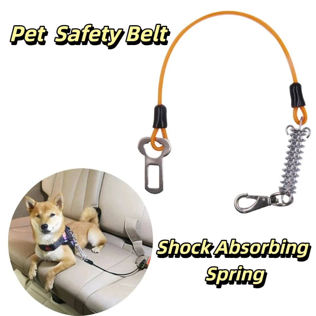 Cintura di sicurezza per auto per animali domestici a prova di masticazione Imbracatura per auto per cani Ammortizzatore Cintura di sicurezza retrattile a molla Attacco per guinzaglio per animali da viaggio Essenziale