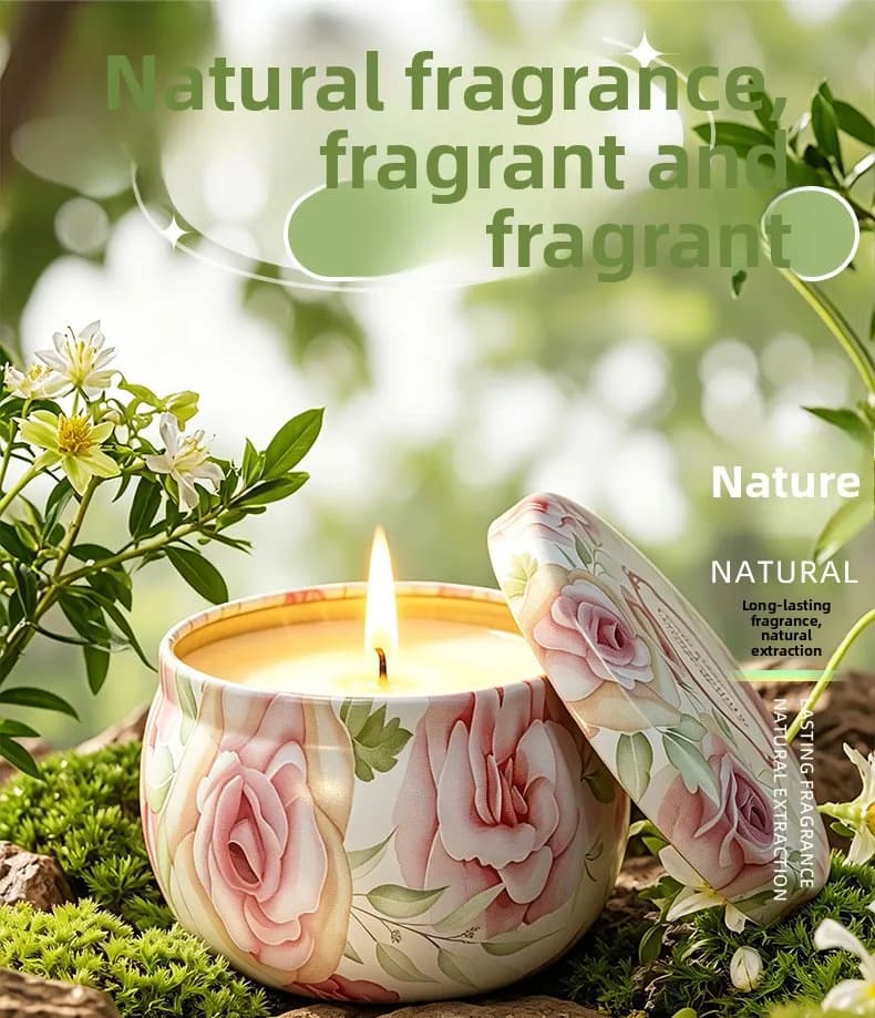 Candele profumate in scatola di latta per camera da letto, casa, bruciatore di incenso per interni, atmosfera duratura, regalo premium, olio essenziale