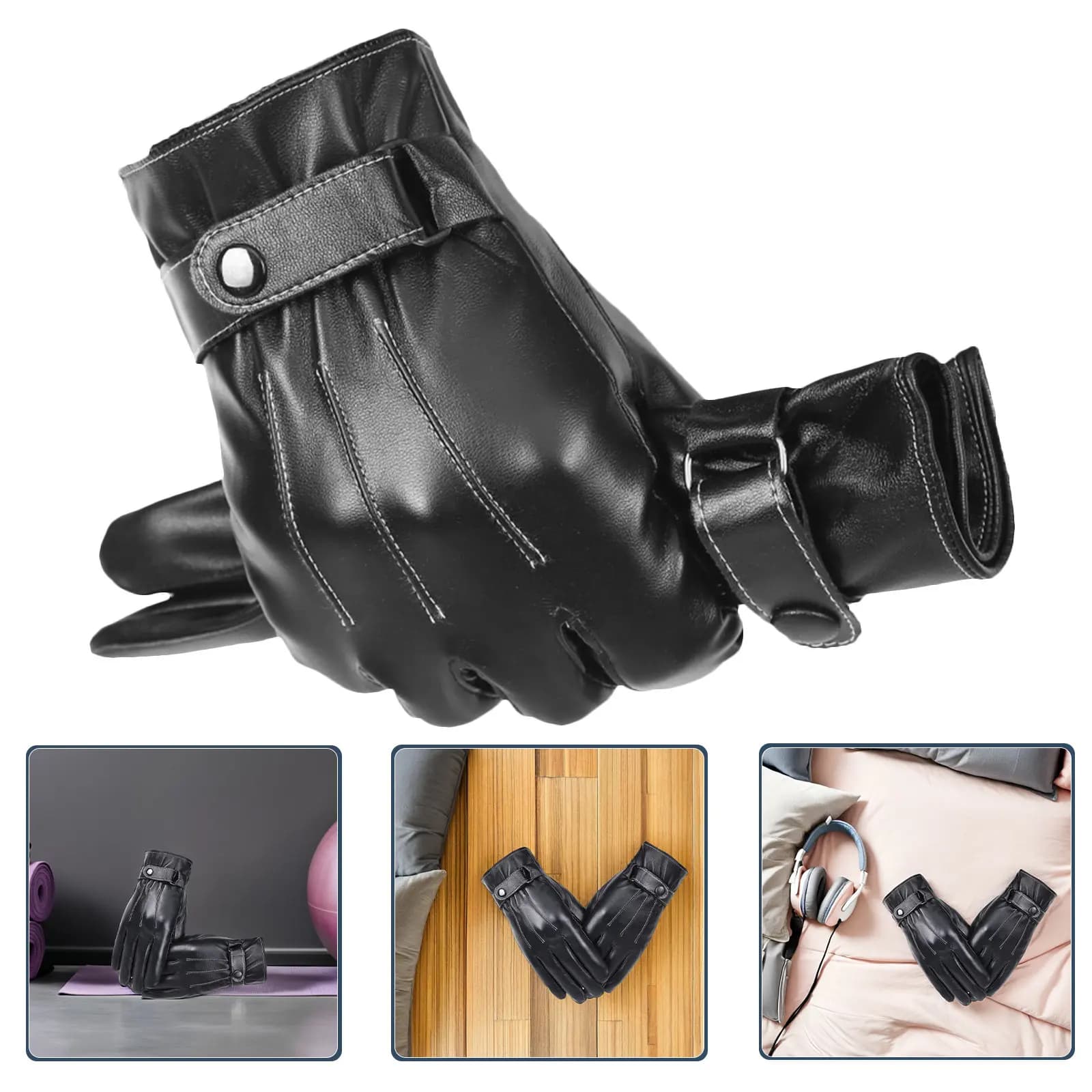 Winter Gloves Black Mirrors with Touch Screen, Cycling Shoes, Open Sports, Gym, Training, Hiking