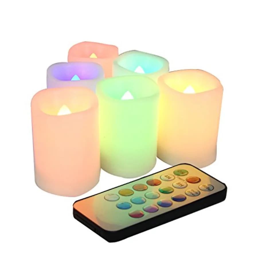 Battery Operated Flameless Votive Candles with Remote Timer Realistic Flickering Fake Electric Multi LED Lights for Wedding Chr