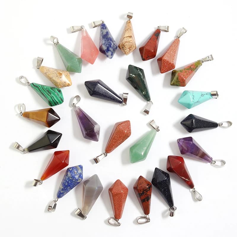 12 Pezzi di Ciondoli Esagonali in Cristallo Naturale per Chakra, Charm per Creazione di Gioielli Fai-da-Te, Energia Curativa Spirituale, Vendita all'Ingrosso
