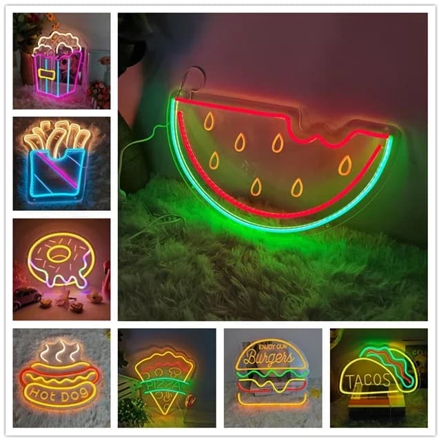 Neon Light anguria luminoso LED caffè Pizza Sign Party Bar ristorante negozio compleanno Reunion Room murale Art Wall Decoration