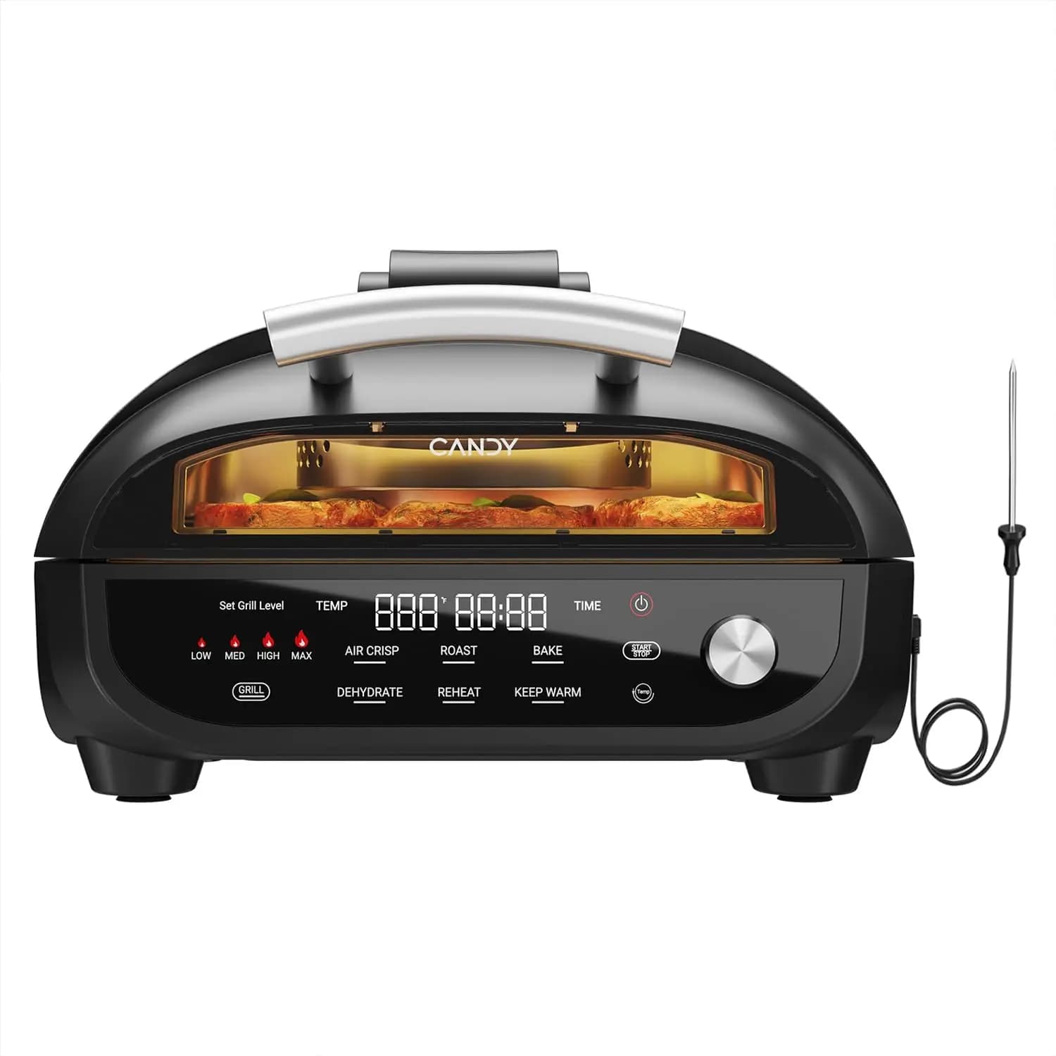 7 In 1 Air Grill and F Max for Interior, 500 ° F Max, Digital Display, Low Smoke Emission, Easy to Clean with Ceramic Accessories