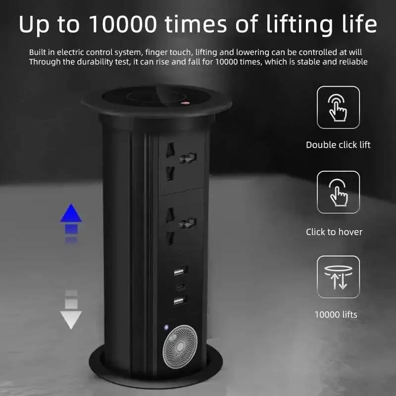 Adattatore Universale Automatico Herepow con Presa Pop-Up EU FR UK US, USB Tipo-C, Audio Bluetooth, Dispositivo Smart per la Casa