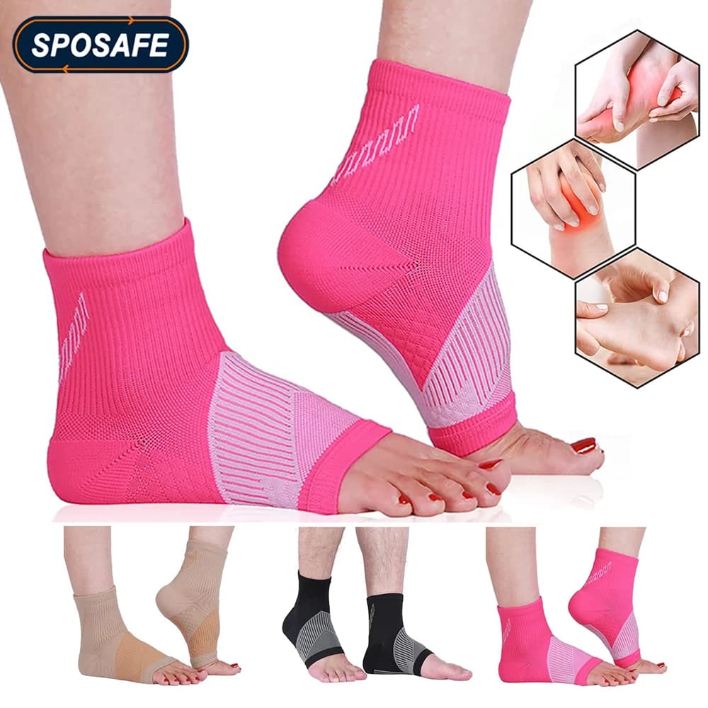 1 paio di calzini a compressione per caviglia Open Toe supporto per fascite plantare tutore per caviglia-supporto per arco per uomo donna, recupero di lesioni, dolore articolare