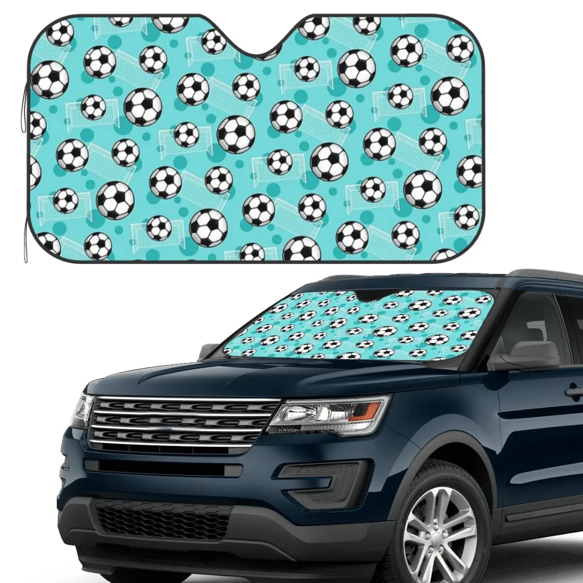 Modello pallone da calcio e portiera verde acqua - Parabrezza da calcio verde acqua Parabrezza anteriore per auto Finestra Visiera parasole Accessori Coperture