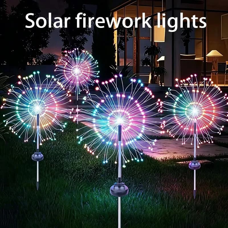 Luci Decorative Solari per Cortili, Luci a Forma di Dente di Leone, Luci Solari a Effetto Fuochi d'Artificio con Sensore, Adatte per Strade, Terrazze e Sentieri