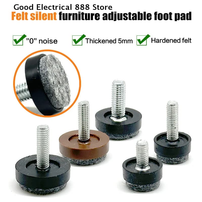 【GE】 4/8 Pezzi Piedini in Feltro e Nylon con Viti Regolabili M6 M8, Protezione Antiscivolo per Gambe di Tavoli e Sedie