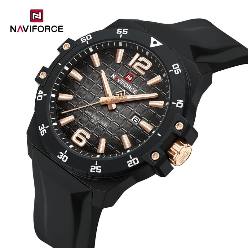 Nuovo Stile NAVIFORCE Orologio da Uomo alla Moda, Movimento al Quarzo di Lusso, Cinturino in Silicone Sportivo, Impermeabile, Luminoso, Regalo per Uomo