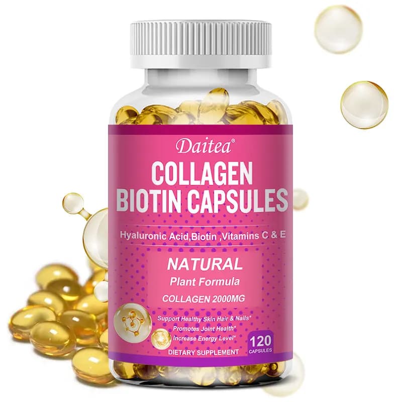 Daitea collagen capsules - with biotin, hyaluronic acid, vitamin C, for women and men, hair, skin, nails, natural supplement beauty