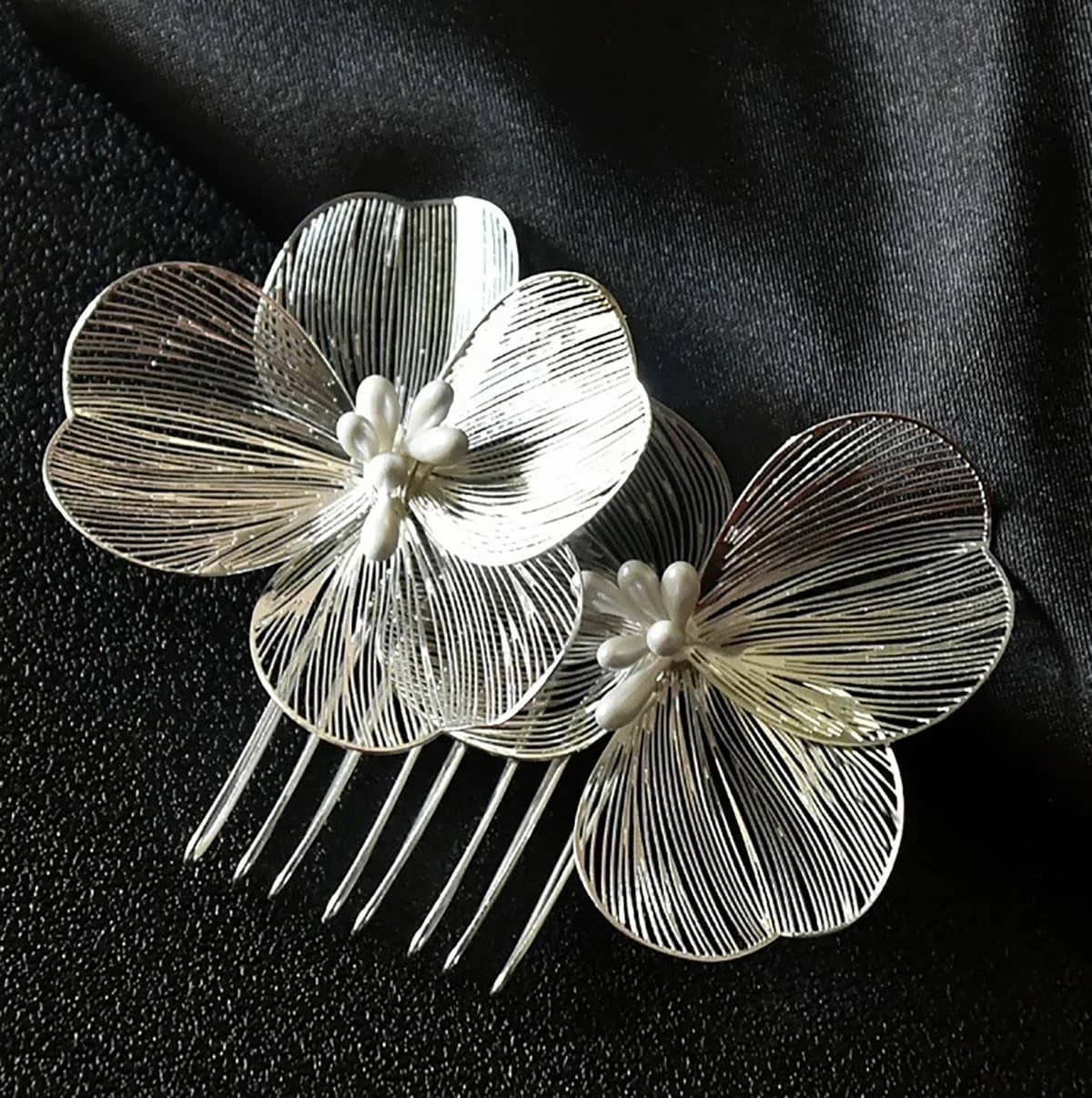 Stylish Stripe Hair Clips with Flowers, Wedding Forks, Fashion Pet, Hair Accessories Gift Set for Special Day