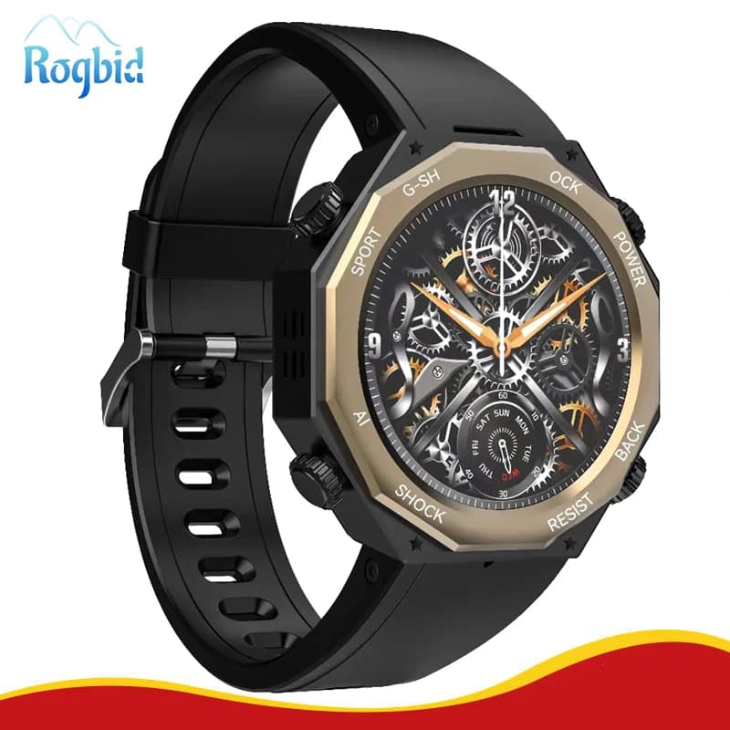 Rogbid Tank M1 Smart Watch robusto esterno 5ATM IP68 Impermeabile Chiamata Bluetooth Smartwatch Sport Fitness Tracker Standard militare