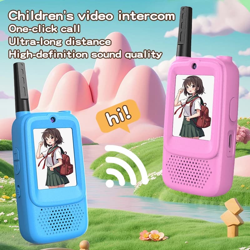 Video Walkie Talkie per bambini, timbro variabile ricaricabile, confezione da 2, giocattoli per interni ed esterni per giochi, feste, campeggio, regali di Natale