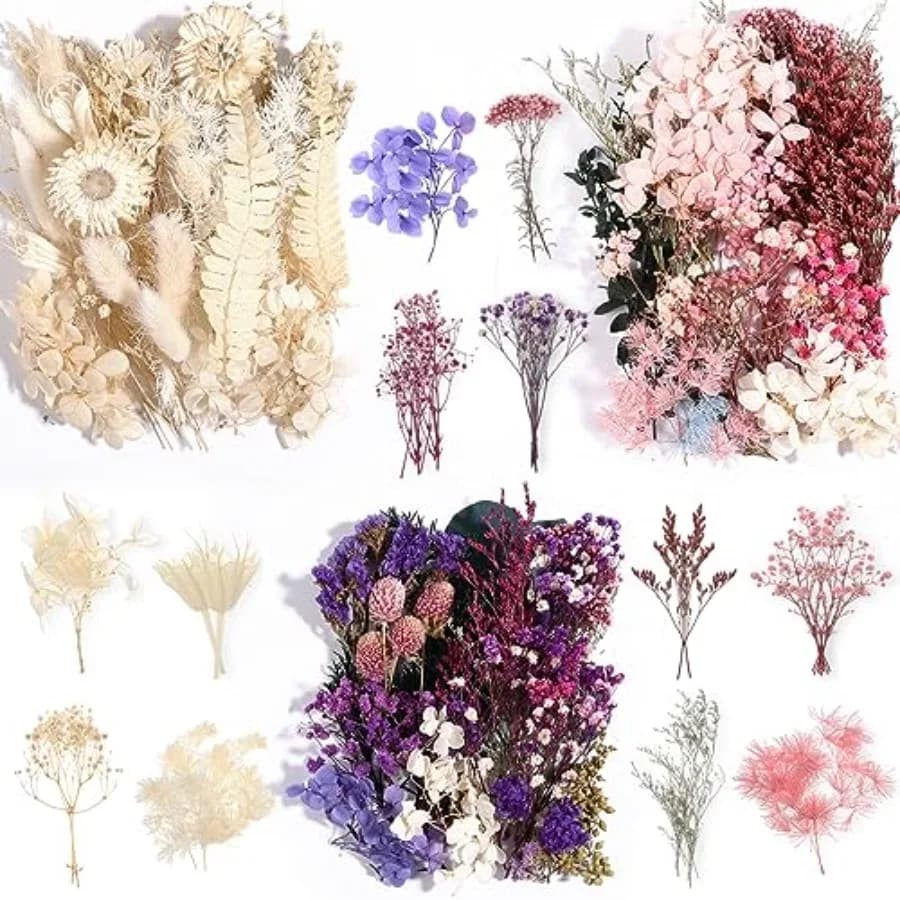 Real Dried Flowers 100% Natural Dried Flowers, Mixed Colors Dried Leaf Flowers for DIY Arts and Crafts Candles Resin Jewelry Na