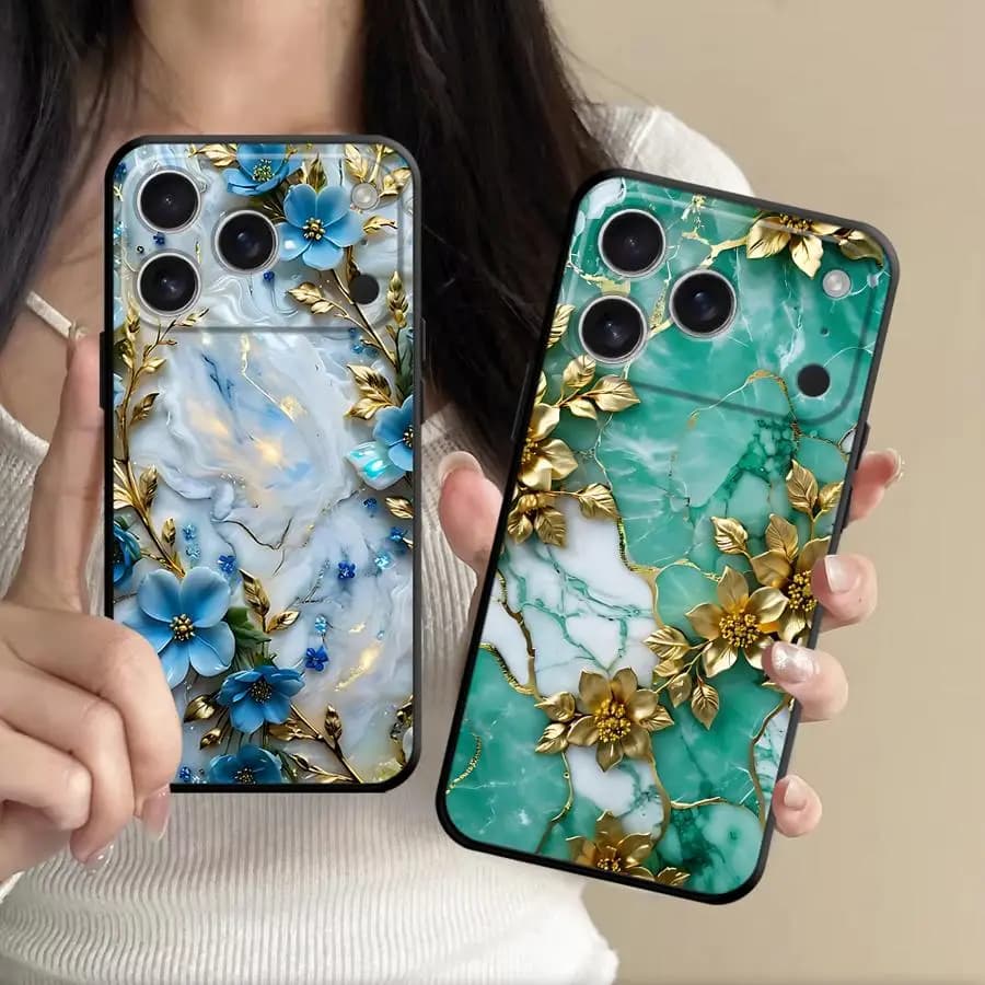Custodia per iPhone con motivo floreale e marmo per Apple iPhone 17 Pro Max 11 XS XR 12 Plus 13 Mini 7 8 17e 16 15 Air