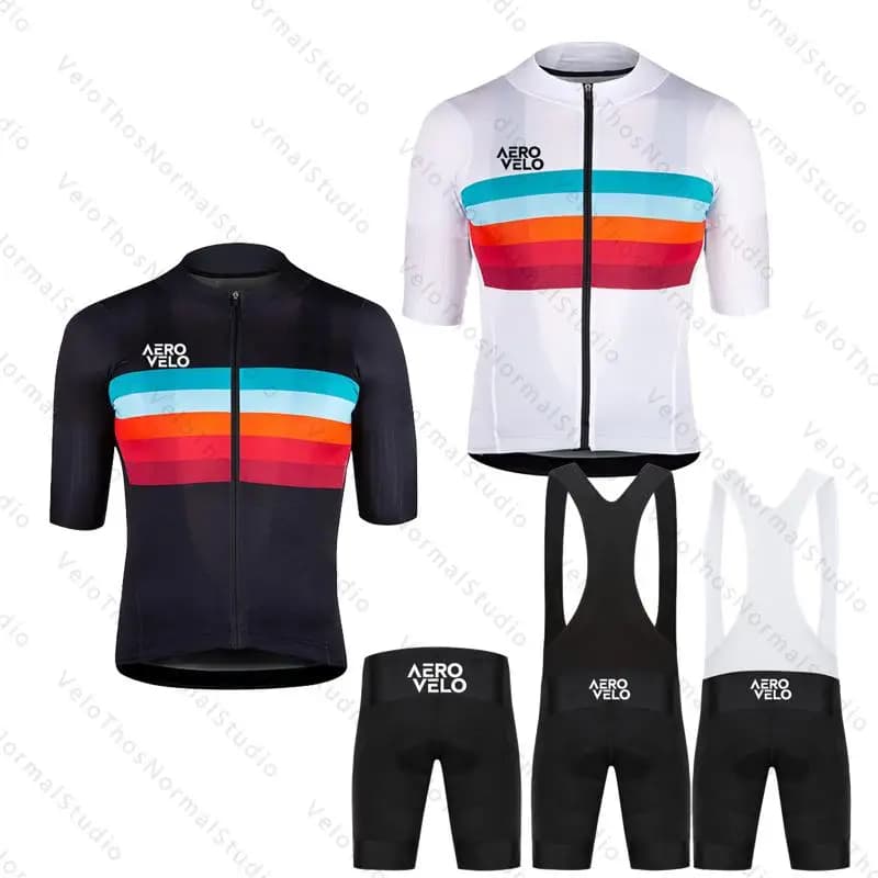 Men's Cycling Jersey Set Summer Short sleeve and Bib Shorts Pro Race Bicycle Clothing MTB Ropa Maillot AERO VELO Camping Sport