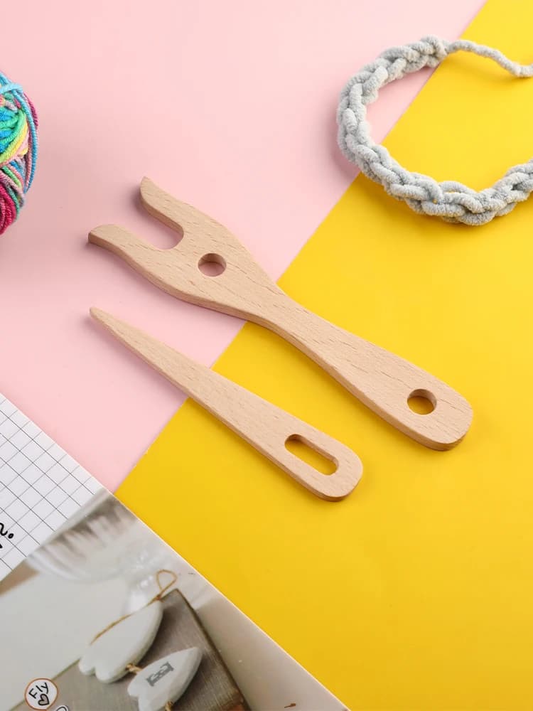 2pcs/Set DIY Knitting Fork For Bracelet Necklace Pendant Handmade Knitting Tool Wooden Weaving Braider Sewing Accessories