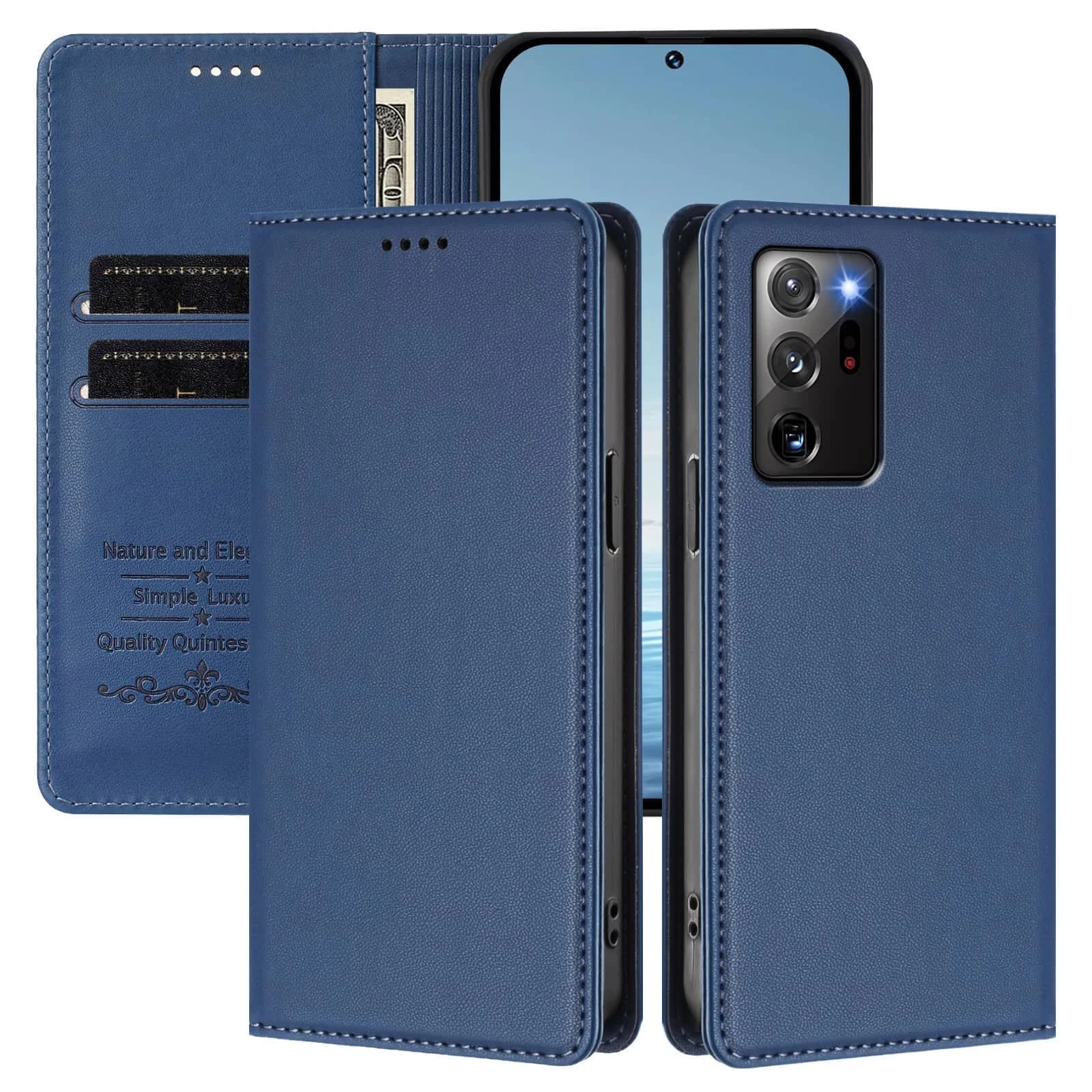 Custodia a Portafoglio Magnetica Sottile WEFOR per Samsung Galaxy Note 20 Ultra 10 Plus 9 8, con Slot per Carte RFID, Funzione Kickstand e Ricarica Wireless