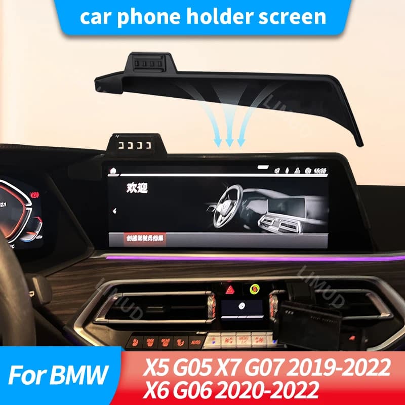 Supporto per telefono da auto per BMW X5 G05 X7 G07 2019 2020 2021 2022 X6 G06 2020 2021 2022 Base fissa per schermo Supporto GPS Ricarica wireless