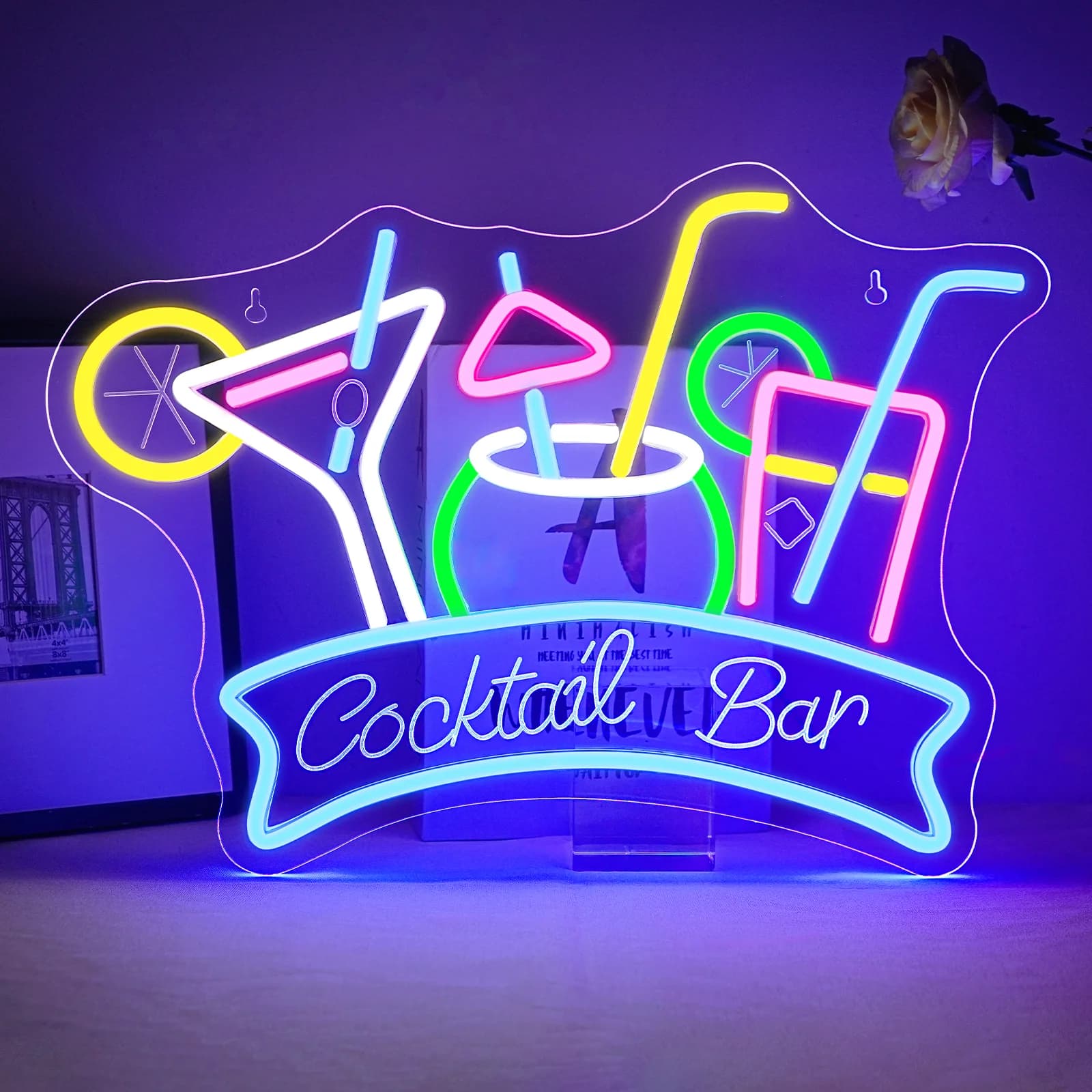 Cocktail Bar Insegna al neon personalizzata per la decorazione artistica da parete 5/12V USB Insegna al neon colorata con interruttore dimmerabile per bar club decorazioni per feste