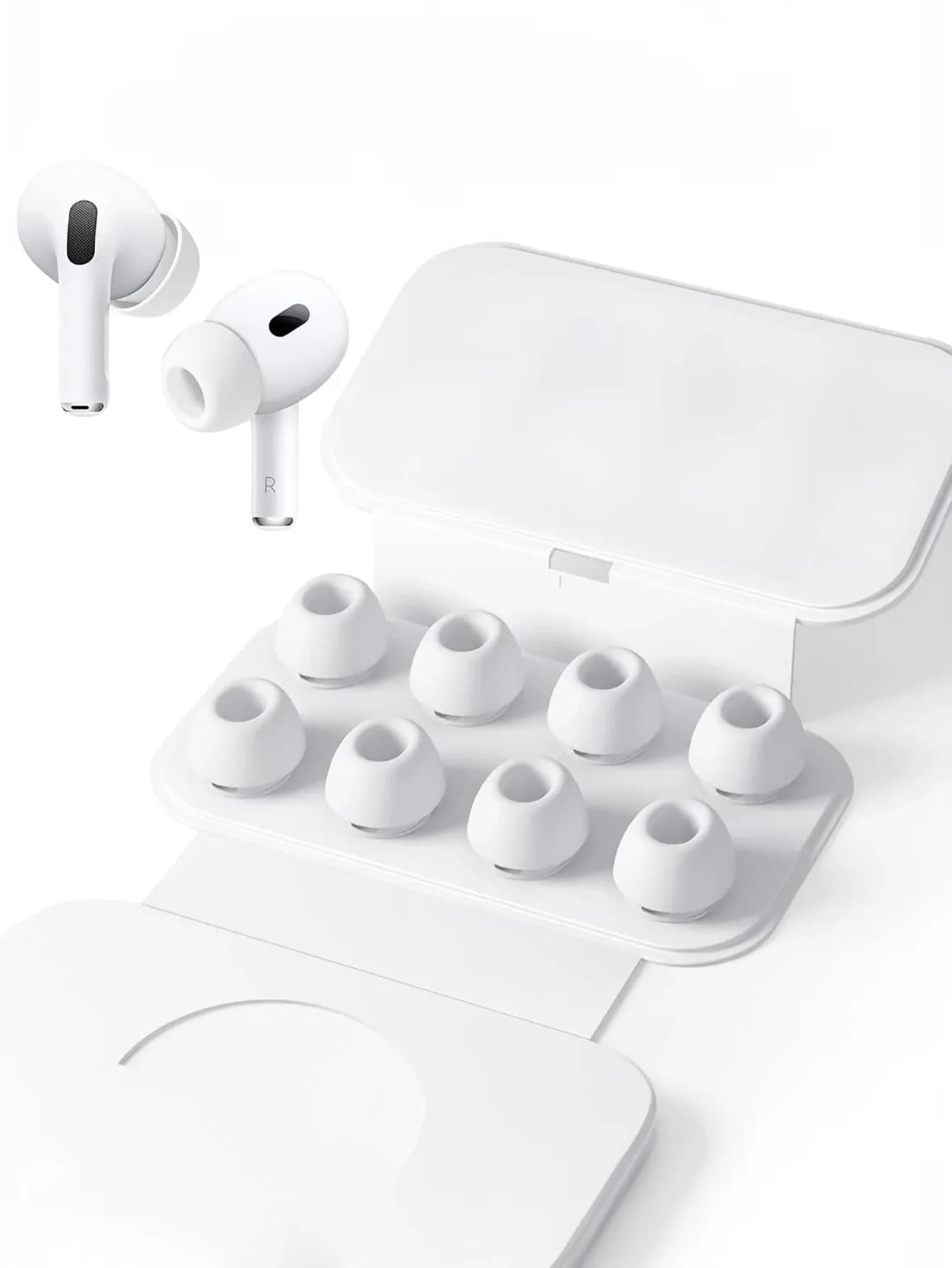4 Pairs of Non-Slip Soft Silicone Earbud Covers for Wireless Headphones Pro/Pro Series 2 - Noise-Cancelling Design, Portable Storage Case, 4 Sizes (Xs/S/M/L) Replacement Earbud Covers