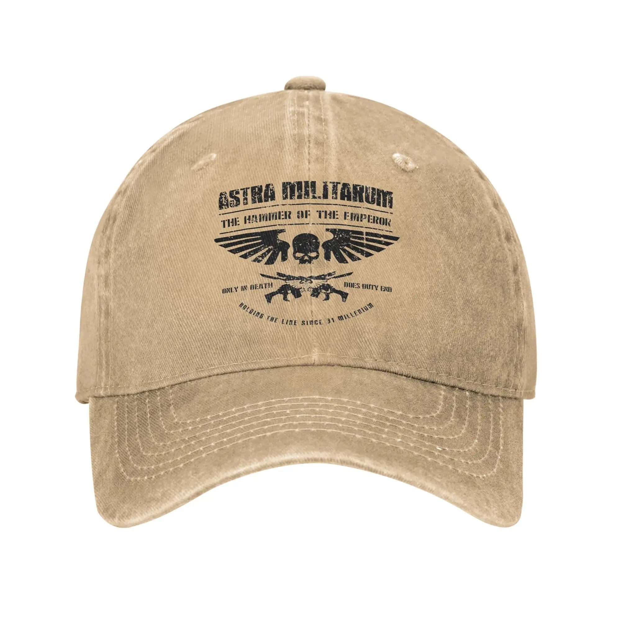 Unisex 40K Hammer of the Emperor Astra Militarum Imperial Guard Print Hats Fashion Distressed Denim Baseball Cap Adjustable