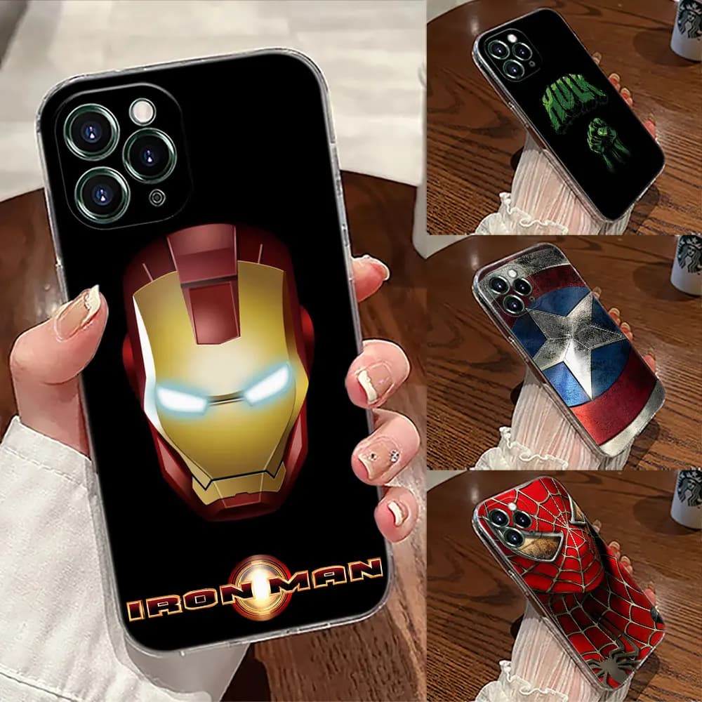 Cover Trasparente Marvel Cap USA Ironman Hulk per iPhone 17 Pro Max 17E 11 12 13 14 15 16 Pro Max Plus 17 Air 16E 7 X