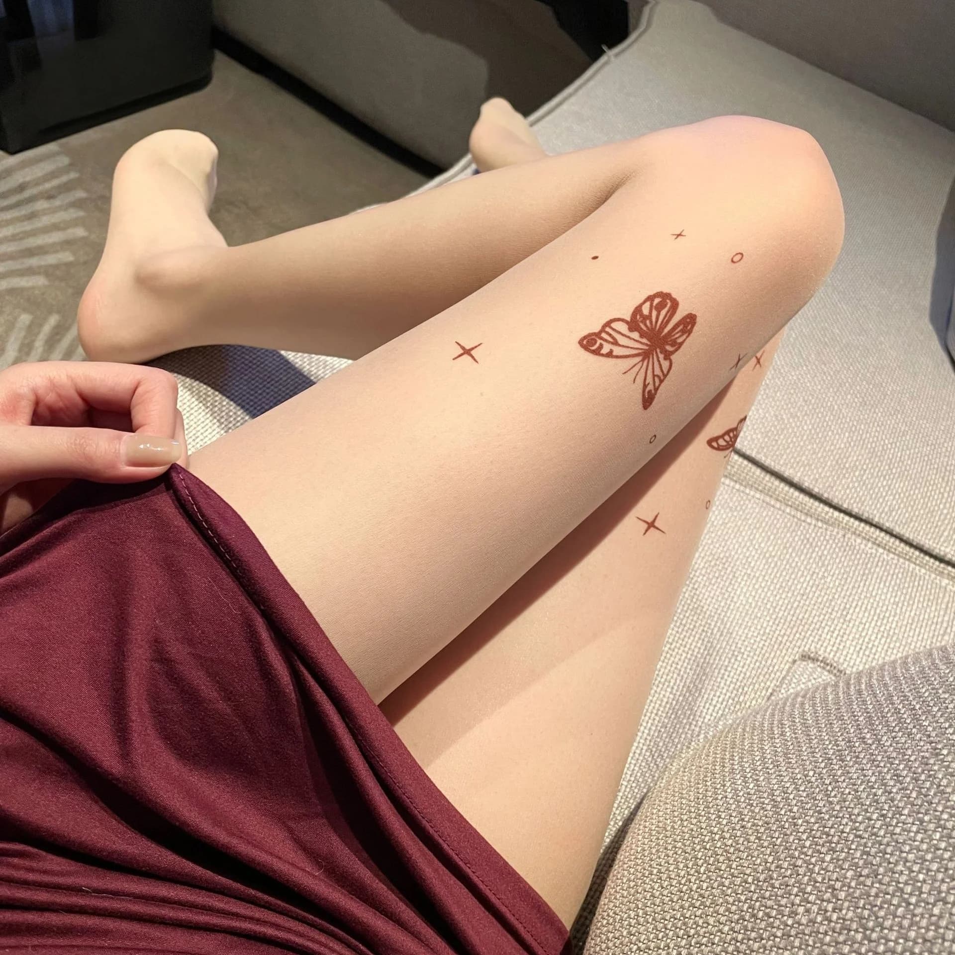 Nuove Calze a Rete con Stampa a Farfalla per Donne, Calze Sottili Monopezzo Color Carne, Calze Effetto Nudo e Calze Sexy