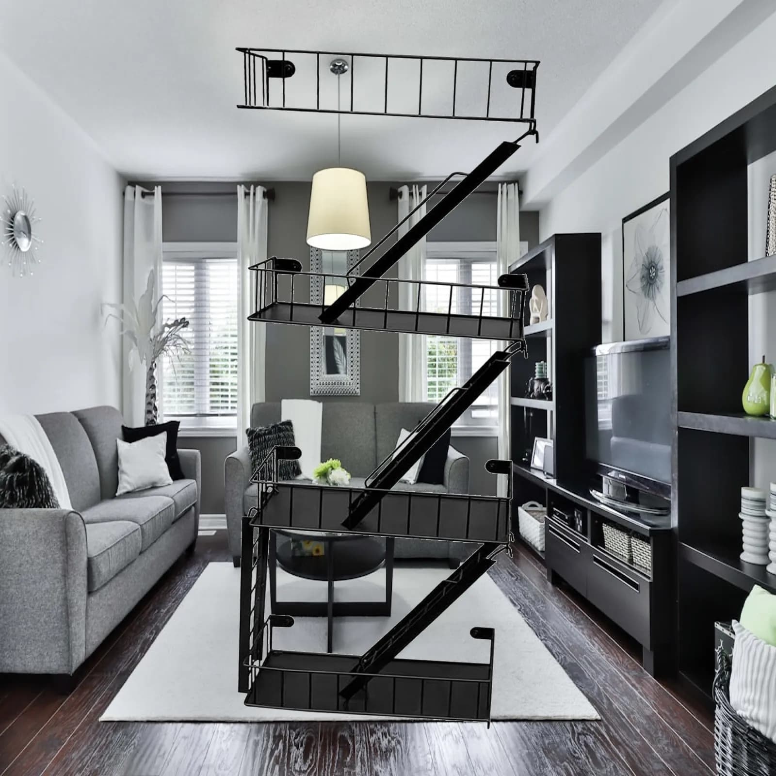 Modern Iron Art Wall Decorative Shelf Ladder Design Home Storage Rack for Bedroom Bathroom Display