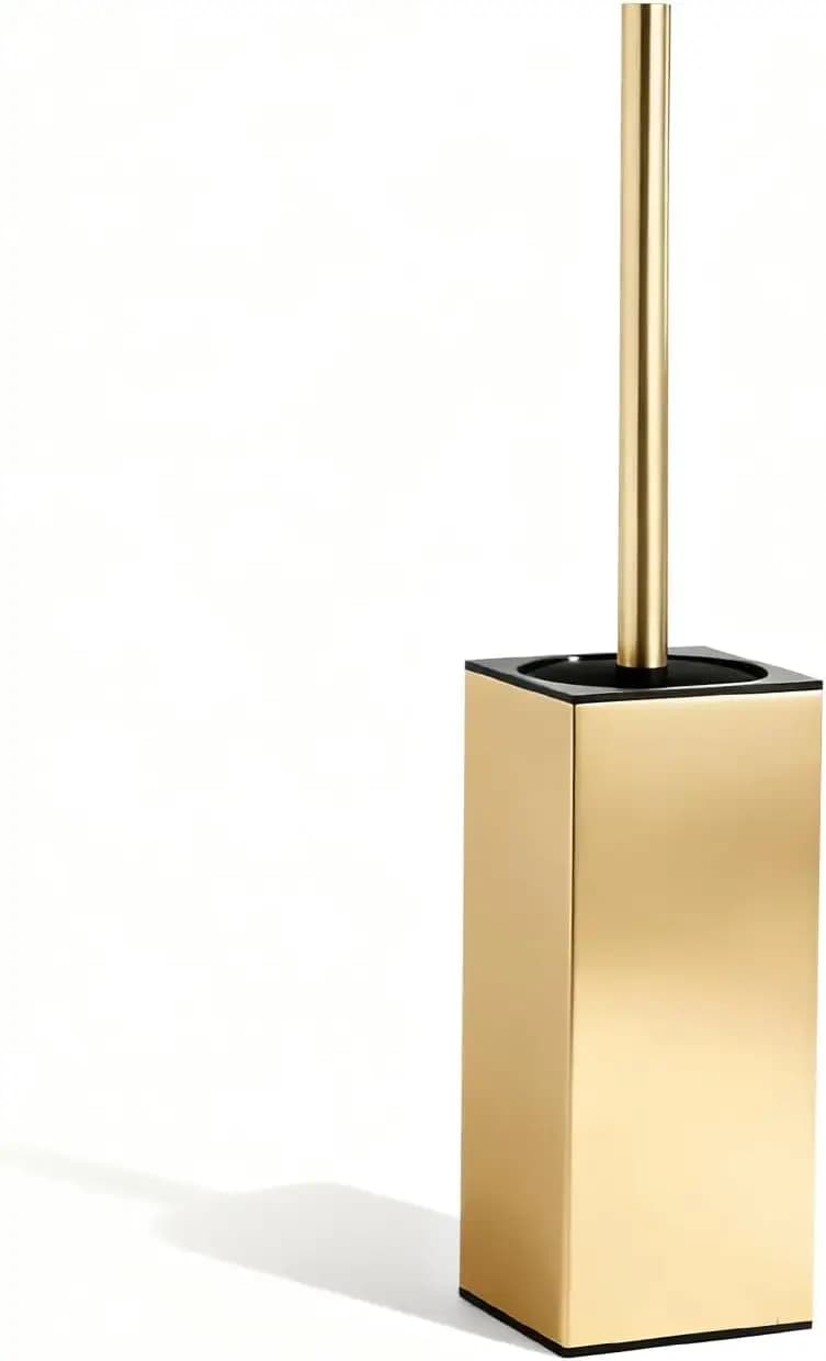 Set di spazzole e porta spazzole per WC, spazzola per WC in acciaio inossidabile con manico lungo, spazzola per WC color oro spazzolato