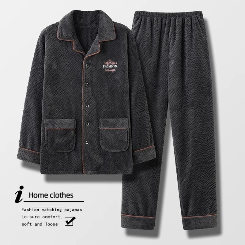 Nuovi pigiami autunnali e invernali da uomo in pile corallo stile imbottito addensato comodo abbigliamento caldo per la casa Plus Size abito invernale da uomo