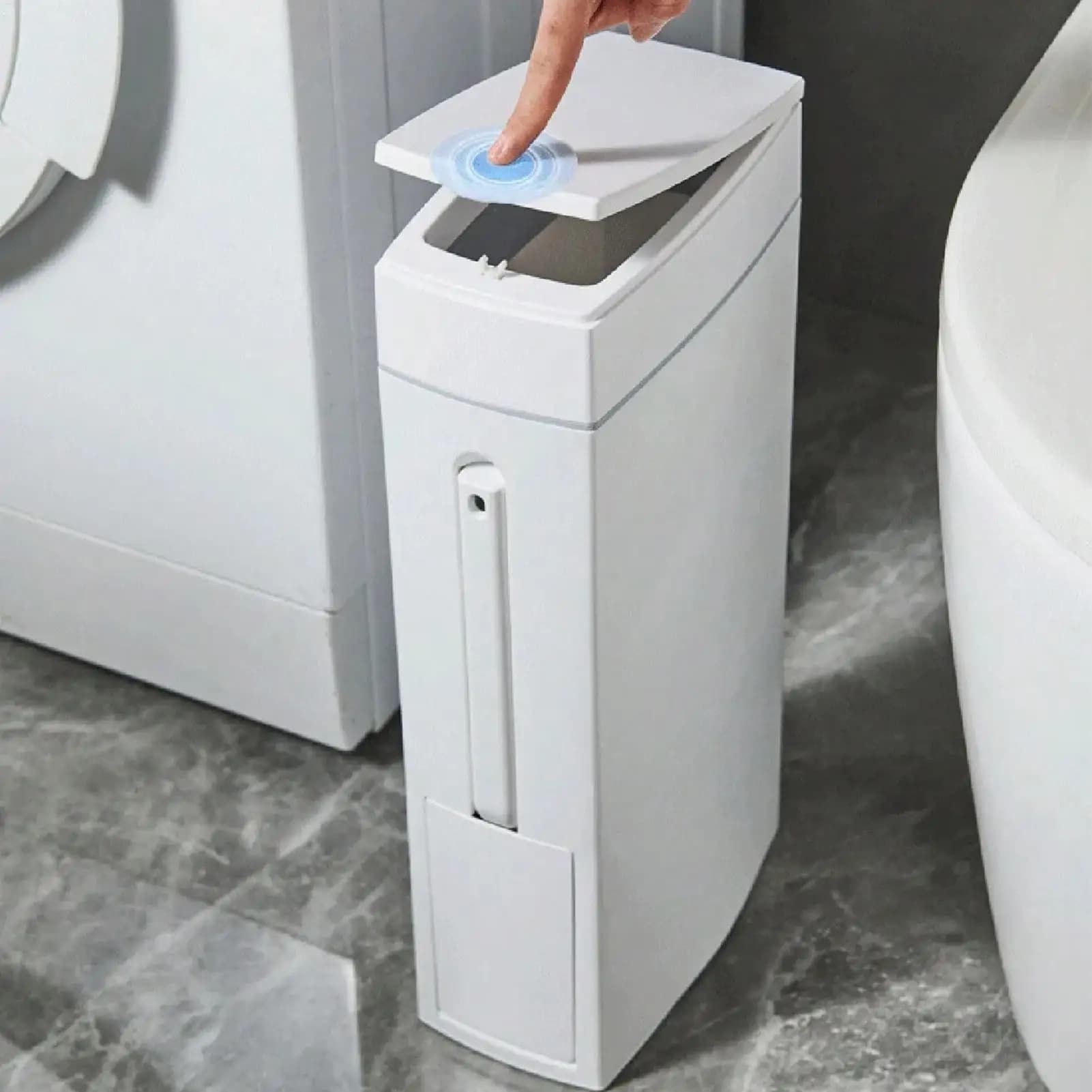 Pattumiera per fessure da bagno Pattumiera salvaspazio con spazzola per WC Pattumiera stretta Pattumiera Contenitore per rifiuti