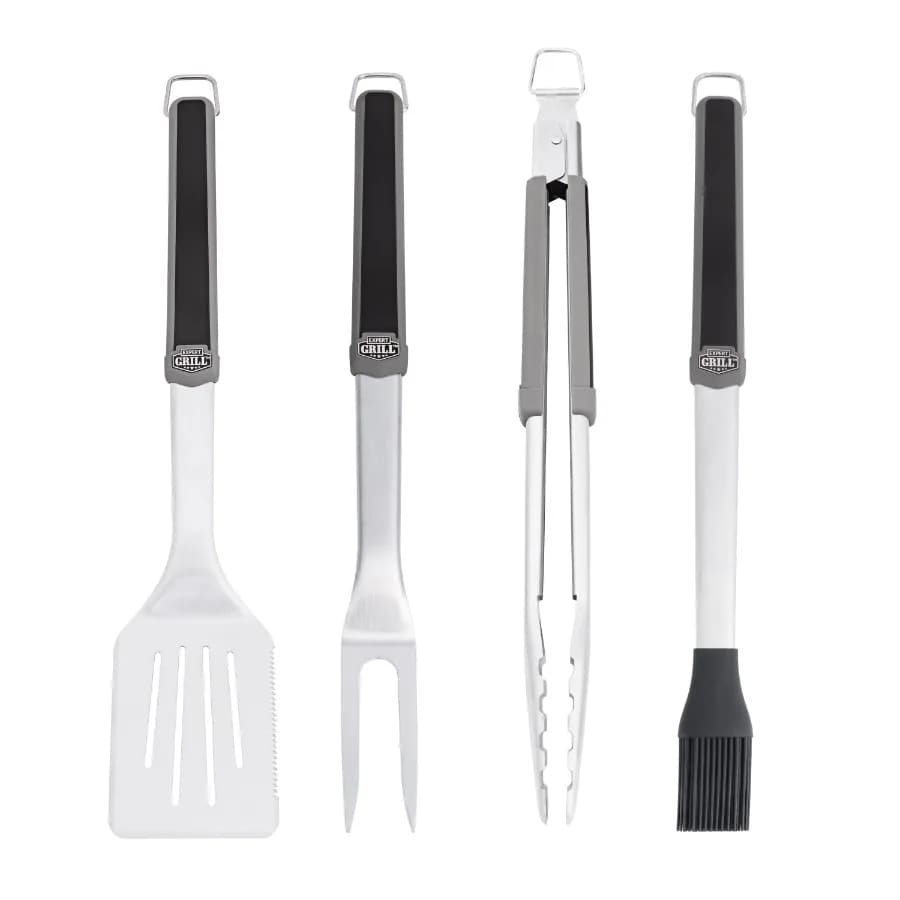 Set di Accessori per Barbecue, Kit di Utensili per Griglia in Acciaio Inox, 4 Pezzi
