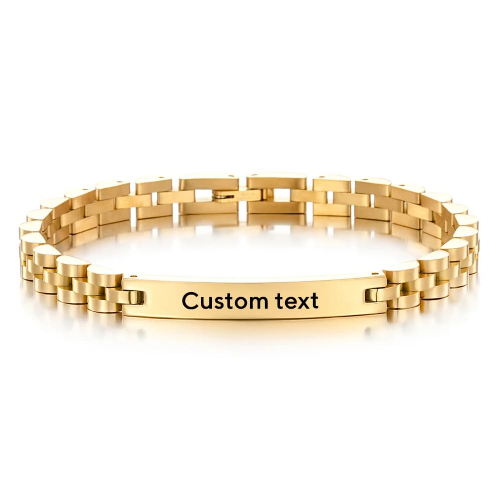 Bracciale in Acciaio Inossidabile da 6mm con Testo Personalizzato per Uomo, Cinturino per Orologio con Incisione Personalizzata, Braccialetti con Logo per Donna, Gioielli Regalo