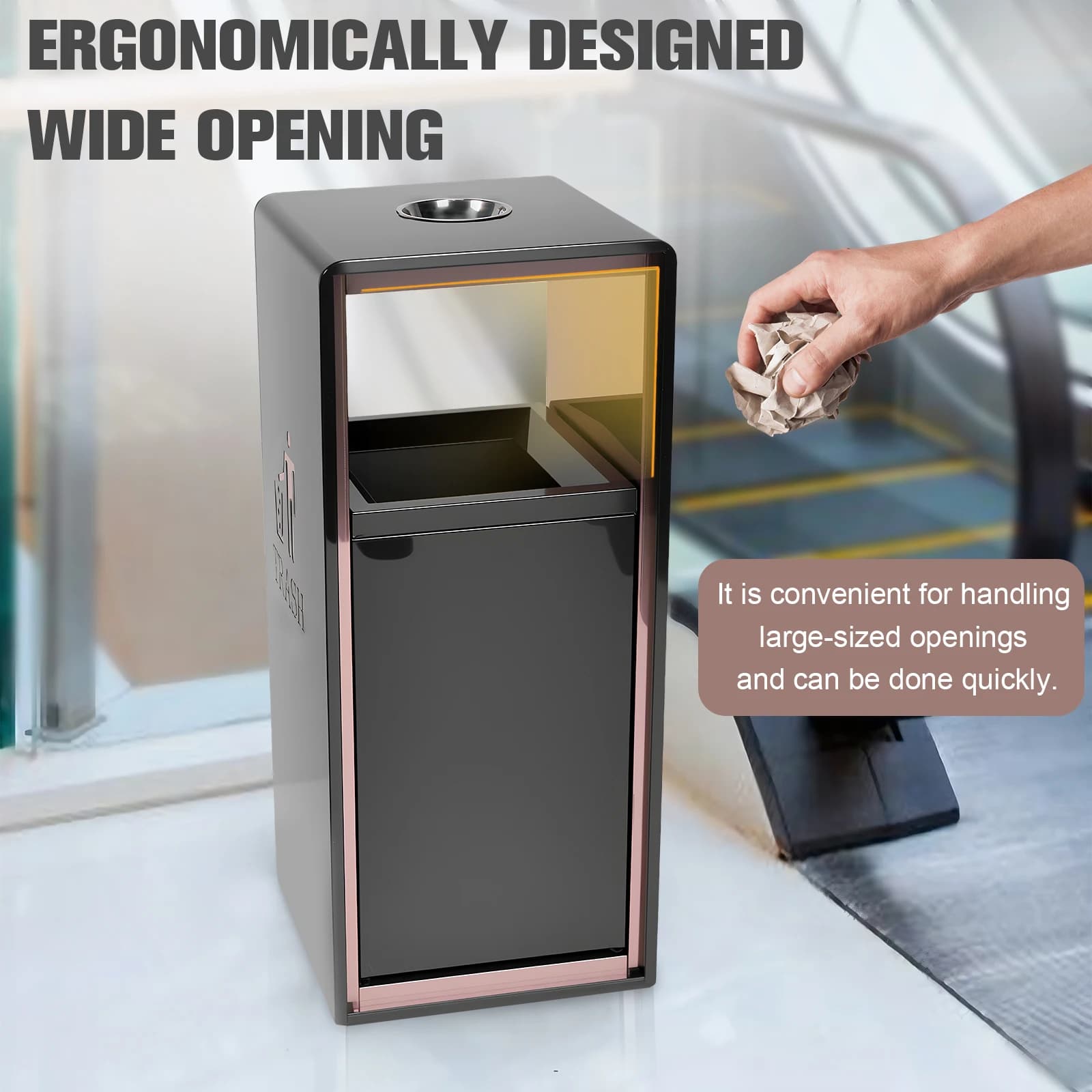 Stainless Steel Commercial Metal Outdoor Trash Can with Removable Inner Bucket Commercial Garbage Can for Parks & Public Spaces