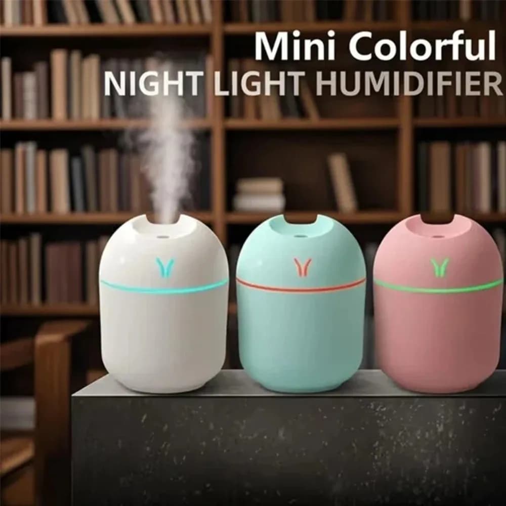 Mini umidificatore d'aria USB da 250 ml, diffusore di oli essenziali per casa e auto, diffusore ultrasonico silenzioso con lampada LED a colori.