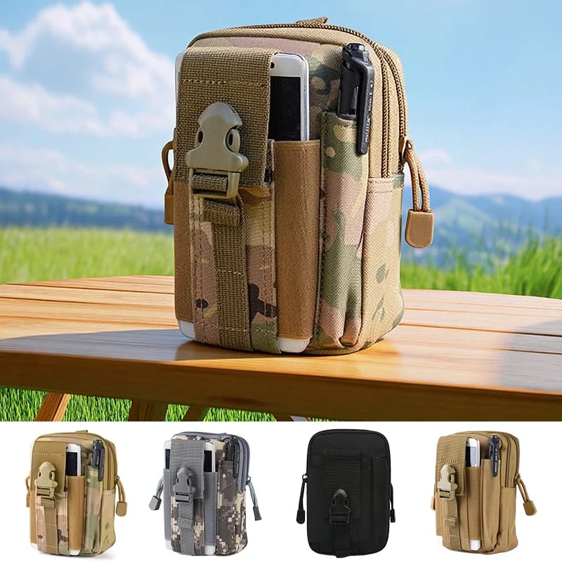 Camouflage Waist Bag Men Outdoor Multifunctional Tactical Fanny Pack Lightweight Durable Belt Pouch for Running Hiking Camping
