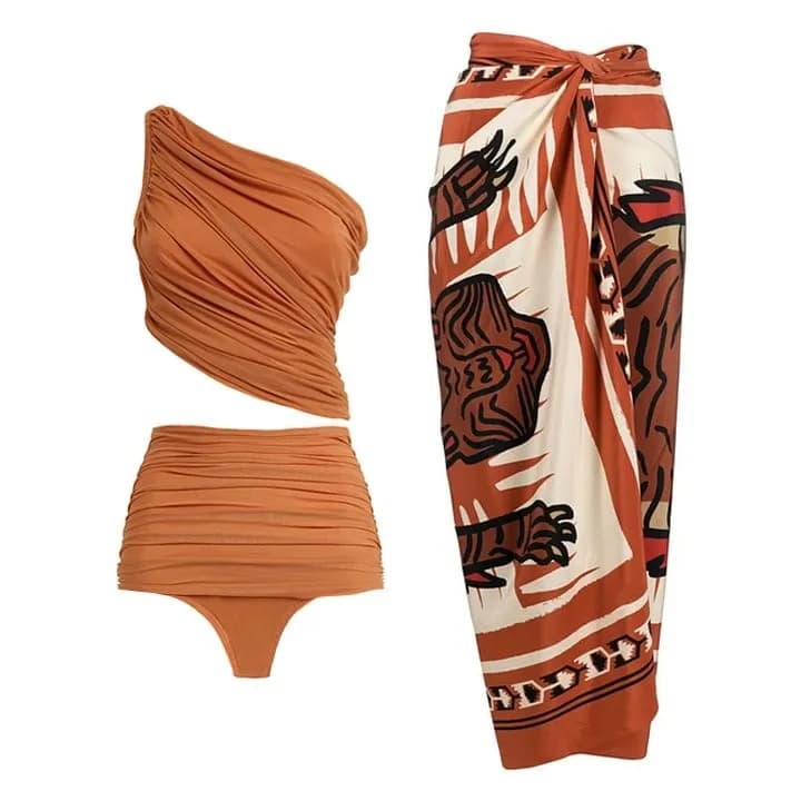 Nuovo Set Bikini a Vita Alta 2026 da Donna, Sexy, con Pieghe, Modellante e Copri Pancia, Costume da Bagno Separato per Vacanze