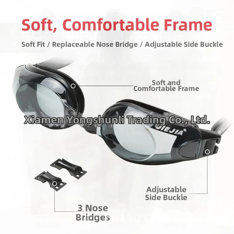 Jiejia HD Waterproof Adult Earring Swimwear Miopia Swimming Glasses Black Grey Red White Blue Purple - AH100