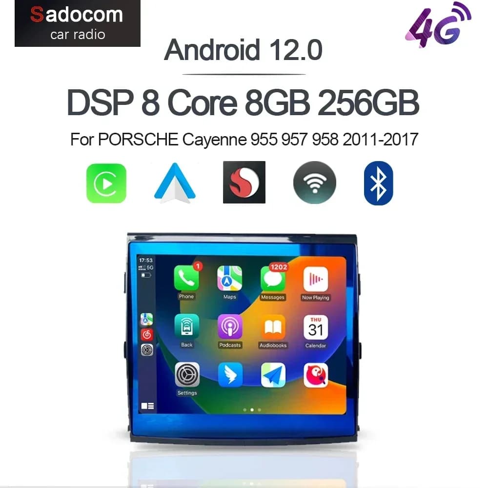 Carplay DSP lettore DVD per auto Android 12.0 8core 8GB + 128G Radio GPS Wifi multimedia per PORSCHE Cayenne 955 957 958 2011-2017 2 din