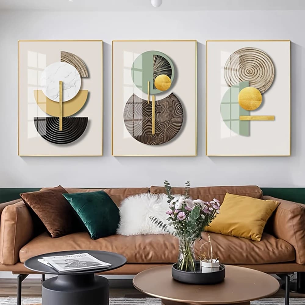 Senza cornice dorato verde cerchio astratto arte geometrica tela pittura poster e stampa murale immagine della parete moderna decorazioni per la casa