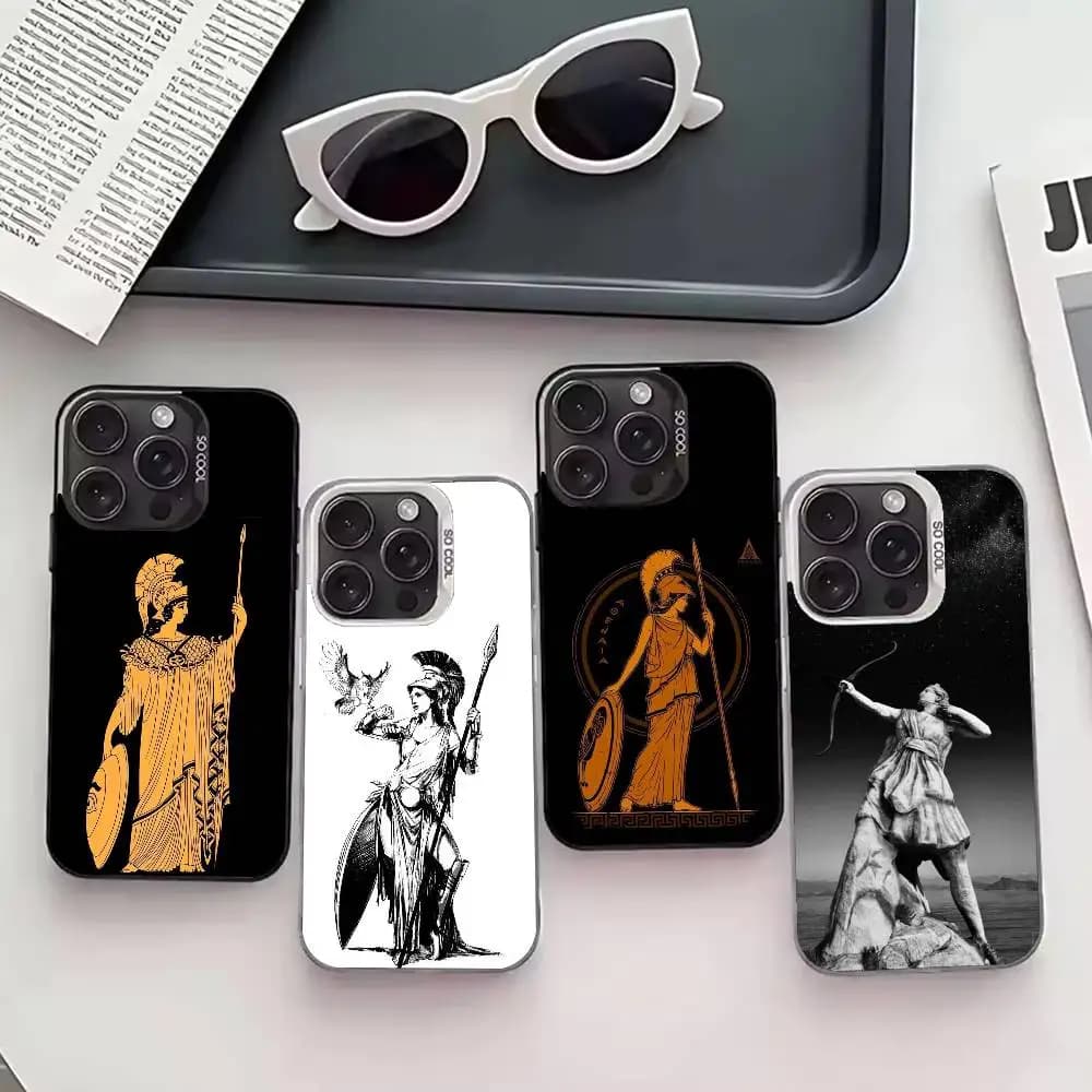 G-Greek M-Mythology Athena Phone Case For iPhone 17,16,15,14,13,12,11 Plus,Pro Max,XS,Colored silver phone case