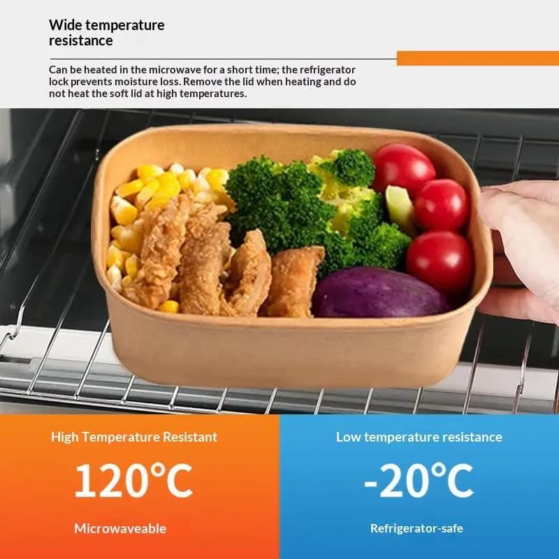 * 10PCS/Set Disposable Lunch Box Kraft Paper Square Lunch Box Fast Food Packing Boxes Paper Bowls With Lid Household Bento Boxes