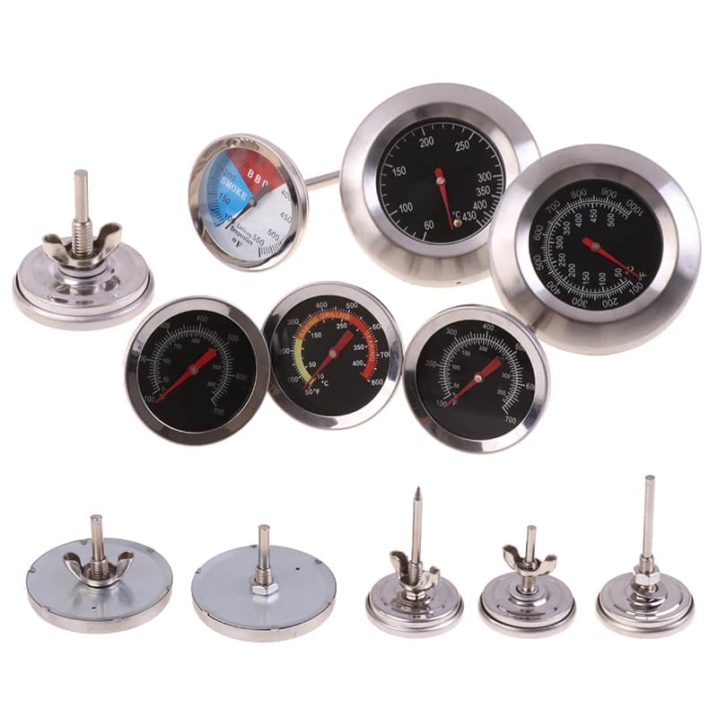 Mini Stainless Steel BBQ Fumator Grid Thermometer Temperature Indicator 50-800 Grades Fahrenheit 10-400/50-350/50-500 Grades Celsius