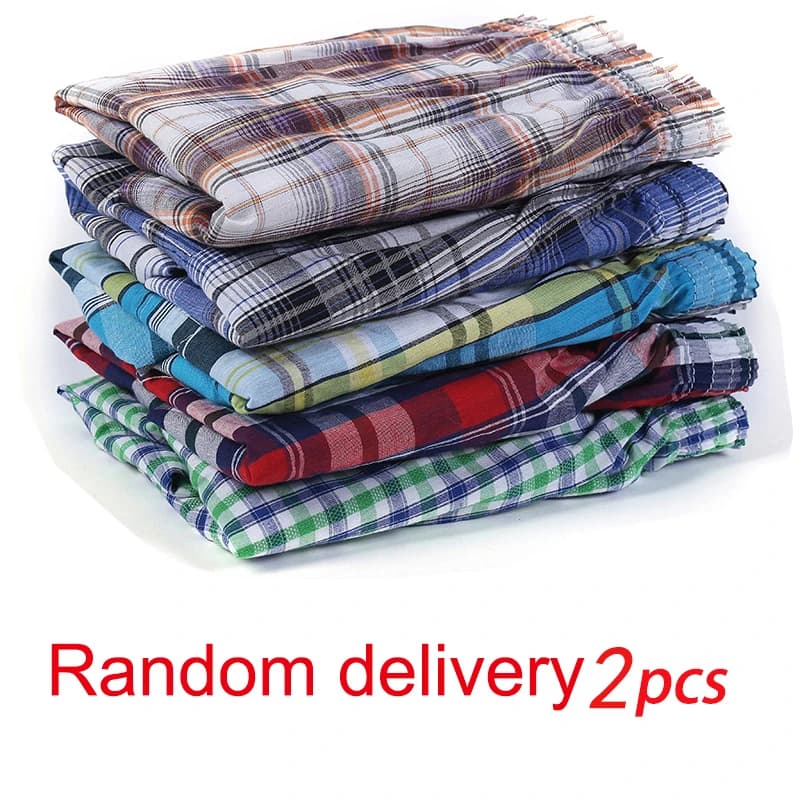 2 Pezzi/Lotto Boxer da Uomo 100% Cotone, Mutande per Dormire, Intimo Casual a Quadri, Comodo Abbigliamento da Casa, Slip a Righe da Spiaggia