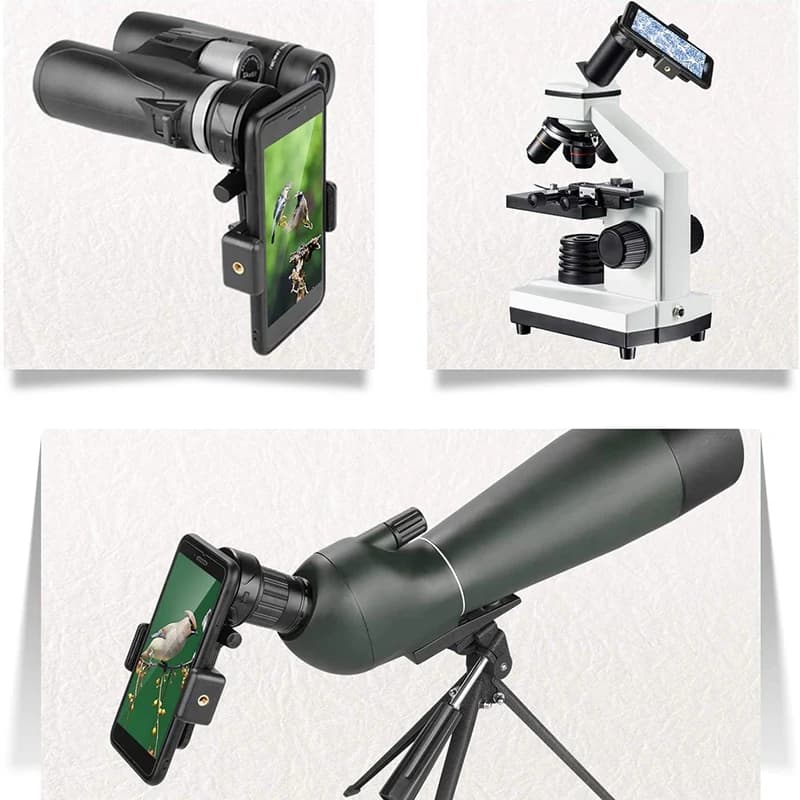 Adattatore per cellulare per telescopio, compatibile universale con binocoli, monoculare e cannocchiali.