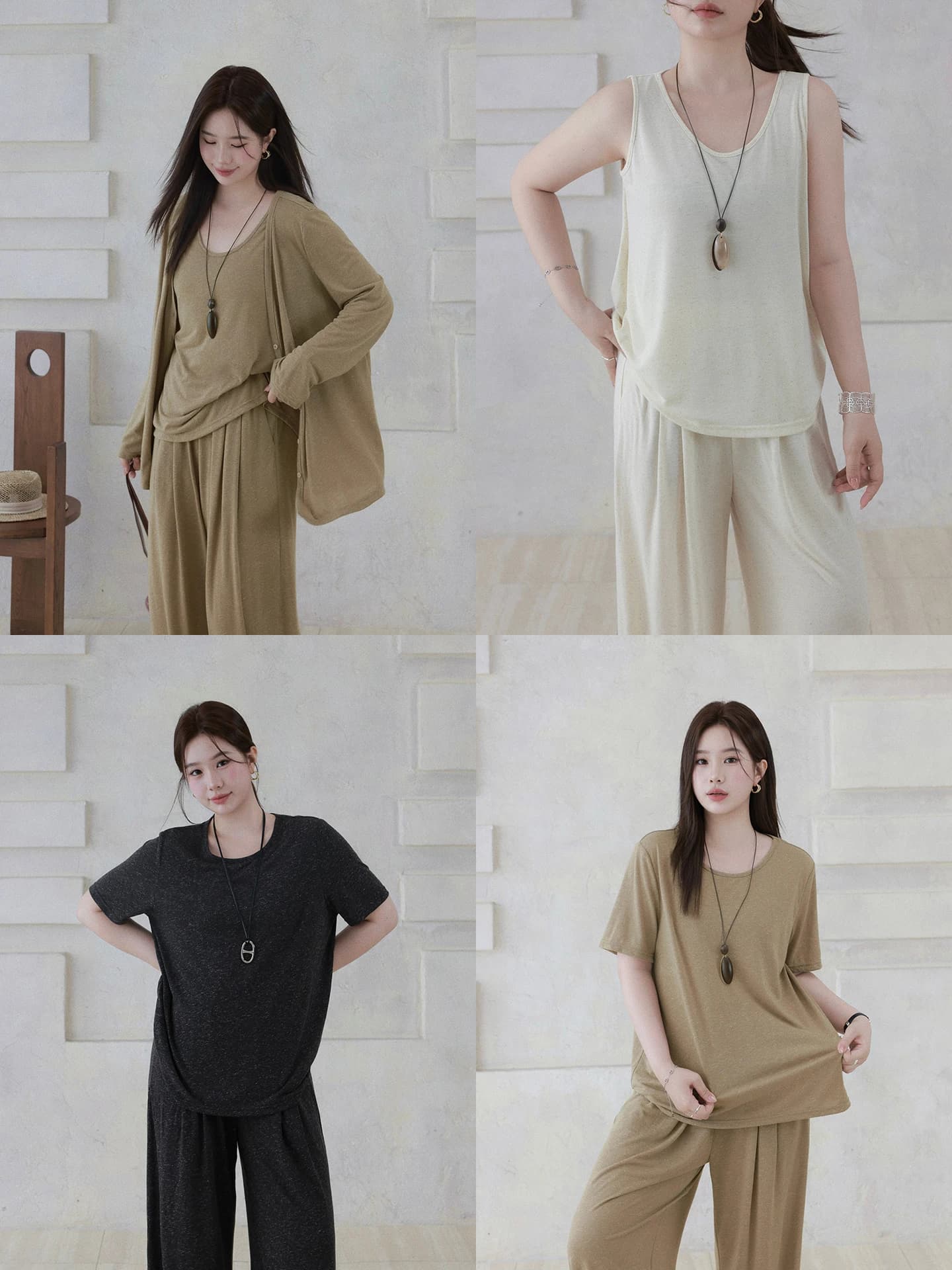 plus Size Women's Casual Linen Vest Cardigan T-Shirt Pants Three-Piece Set Lazy Style Comfortable Fashion Korean Version